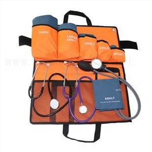 6sizes Dual Blood Pressure Cuff,with Pressure Display Gauge Pvc Pressure Bulb Dual Head Stethoscop Portable Packed Bag Kits.
