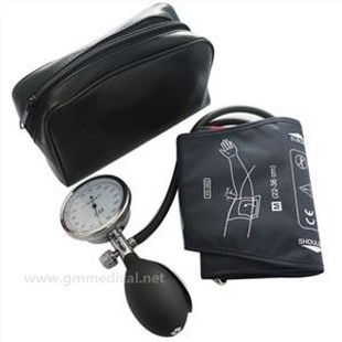 Adult Manual Blood Pressure Cuff, Single Tube Cuff With Pressure Gauge And Inflation Bulb Dark Blue.