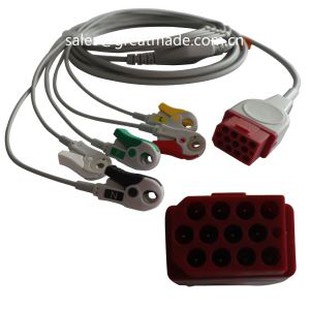 Compatible Bionet BM3 BM5 ECG Cable With LeadwiresRed 12pin